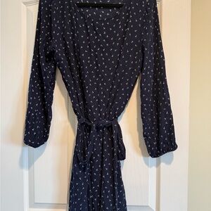 H&M Dark Blue Dress with White Floral Design